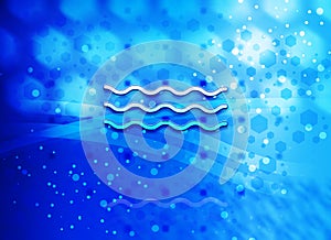 Sea waves icon abstract light cyan blue hexagon pattern background