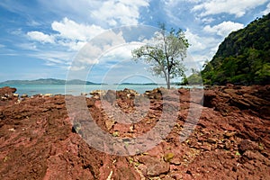 Sea waves lash line impact rock on the beach,View of a rocky coast