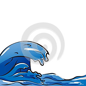 Sea waves or ocean vector drawing illustration