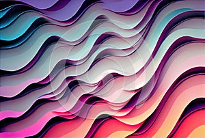 Sea waves pattern abstract background, volumetric purple pink and blue waves texture