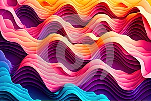 Sea waves pattern abstract background, volumetric purple pink and blue waves texture