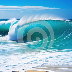 sea waves pounding on a sandy aerial