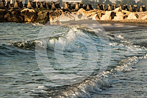 Sea waves at the shore