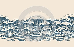 Sea waves sketch pattern