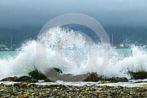 Sea waves splash