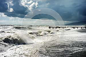 Sea waves during the storm