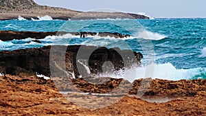 Sea waves storm travel ocean wind rocks stone beach