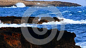 Sea waves storm travel ocean wind rocks stone beach