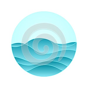 Sea waves with turquoise gradient in circle