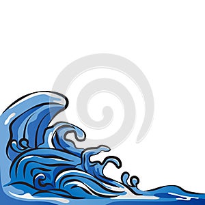 Sea waves vector art illustration drawing