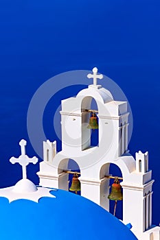 Sea and white church, Santorini, Greece