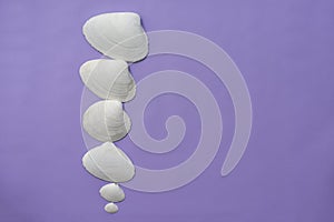 Sea white shells on a lilac