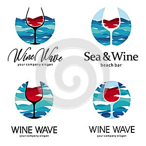 Sea and wine logo template