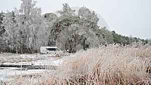 By the sea in winter with a motorhome