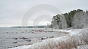 By the sea in winter with a motorhome