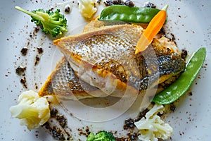 Seabass sea bass with stir fried vegetables