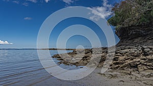 The seabed was exposed at low tide. Madagascar. Nosy Be.