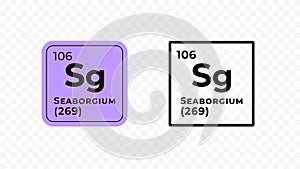 Seaborgium, chemical element of the periodic table vector