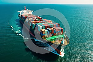 Seaborne import-export logistics, Container ship loads and unloads in open sea