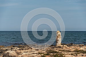 Seacoast of Creta Rossa beach and its bay in Ostuni Salento Italy