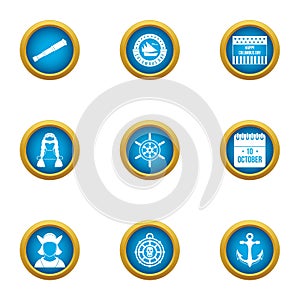 Seafarer icons set, flat style