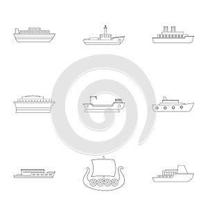 Seafarer icons set, outline style
