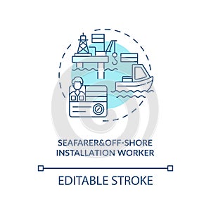Seafarer and offshore installation worker blue concept icon