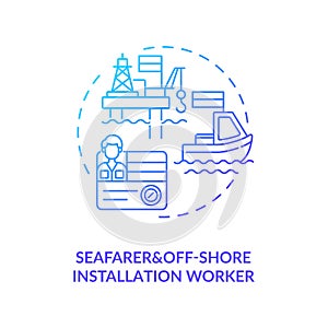 Seafarer and offshore installation worker blue gradient concept icon