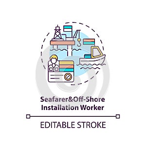 Seafarer and offshore installation worker concept icon