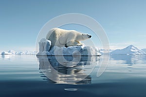 Seafaring Polar bear on iceberg. Generate Ai photo