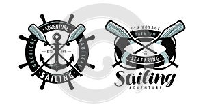Seafaring, sailing logo or label. Marine concept. Typographic design vector photo
