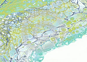 Seafoam, an abstract acrylic fluid pour painting resembling ocean waves.