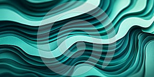 Seafoam Green Abstract Paper Carved Background with Mint Wave Patterns and Modern Design