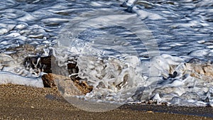 Into the Seafoam Splashing on Coquina Rocks