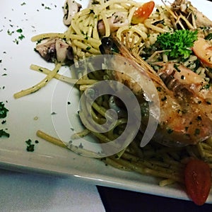 Seafood Aglio Olio Spaghetti