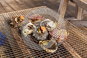 Seafood barbecue - Oyster and scallop grill