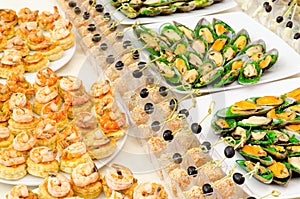 Seafood buffet table