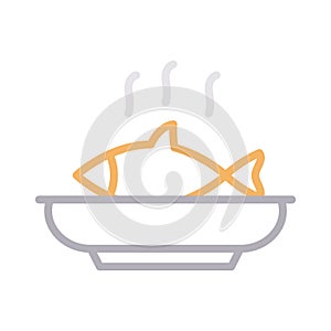 Seafood colour line vector icon