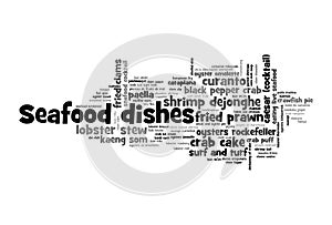 Seafood dishes word cloud