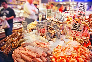 Seafood display Seattle Farmers Pike Place Market