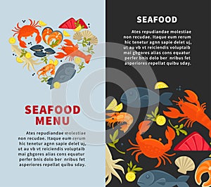 Seafood fresh fish menu vector web site store design template
