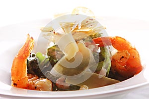 Seafood gourmet salad with shrimps