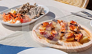 Seafood lunch with pulpo photo