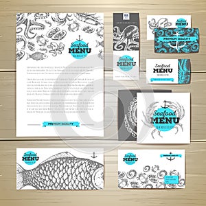 Seafood menu design. Corporate identity