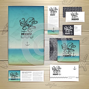 Seafood menu design. Corporate identity