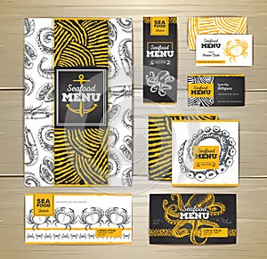 Seafood menu design. Corporate identity