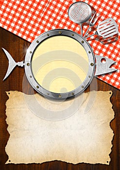 Seafood Menu with Metal Porthole