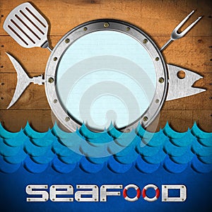 Seafood Menu with Metal Porthole