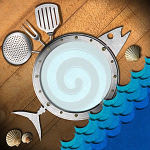 Seafood Menu with Metal Porthole