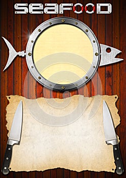 Seafood Menu with Metal Porthole